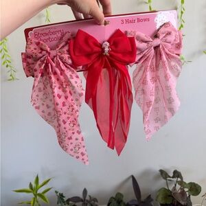 Strawberry Shortcake Pink & Red Kids Hair Bow Set - 3 Piece